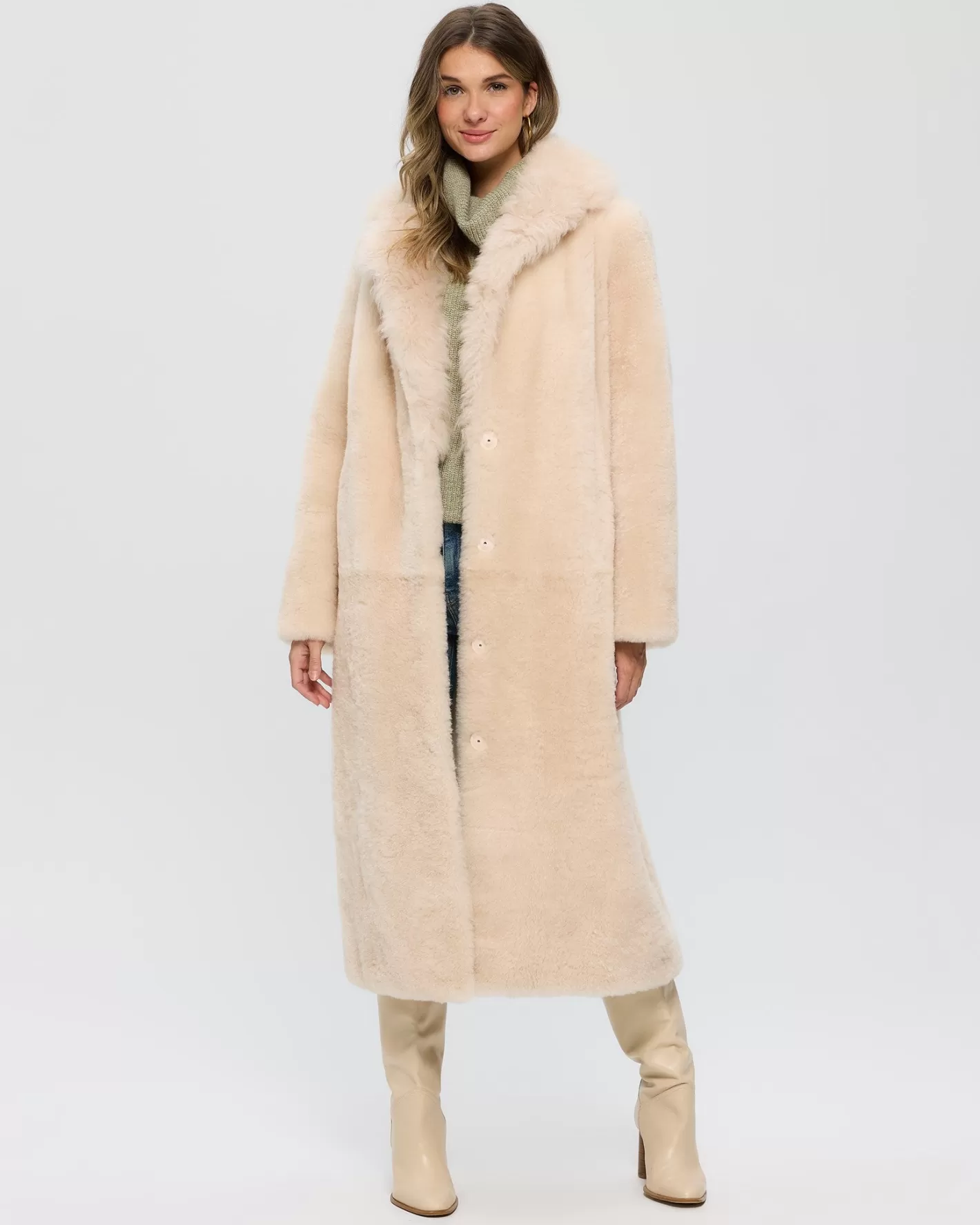 Women GORSKI Montreal Sheared Select Cashmere Goat Coat With Select Cashmere Goat Collar