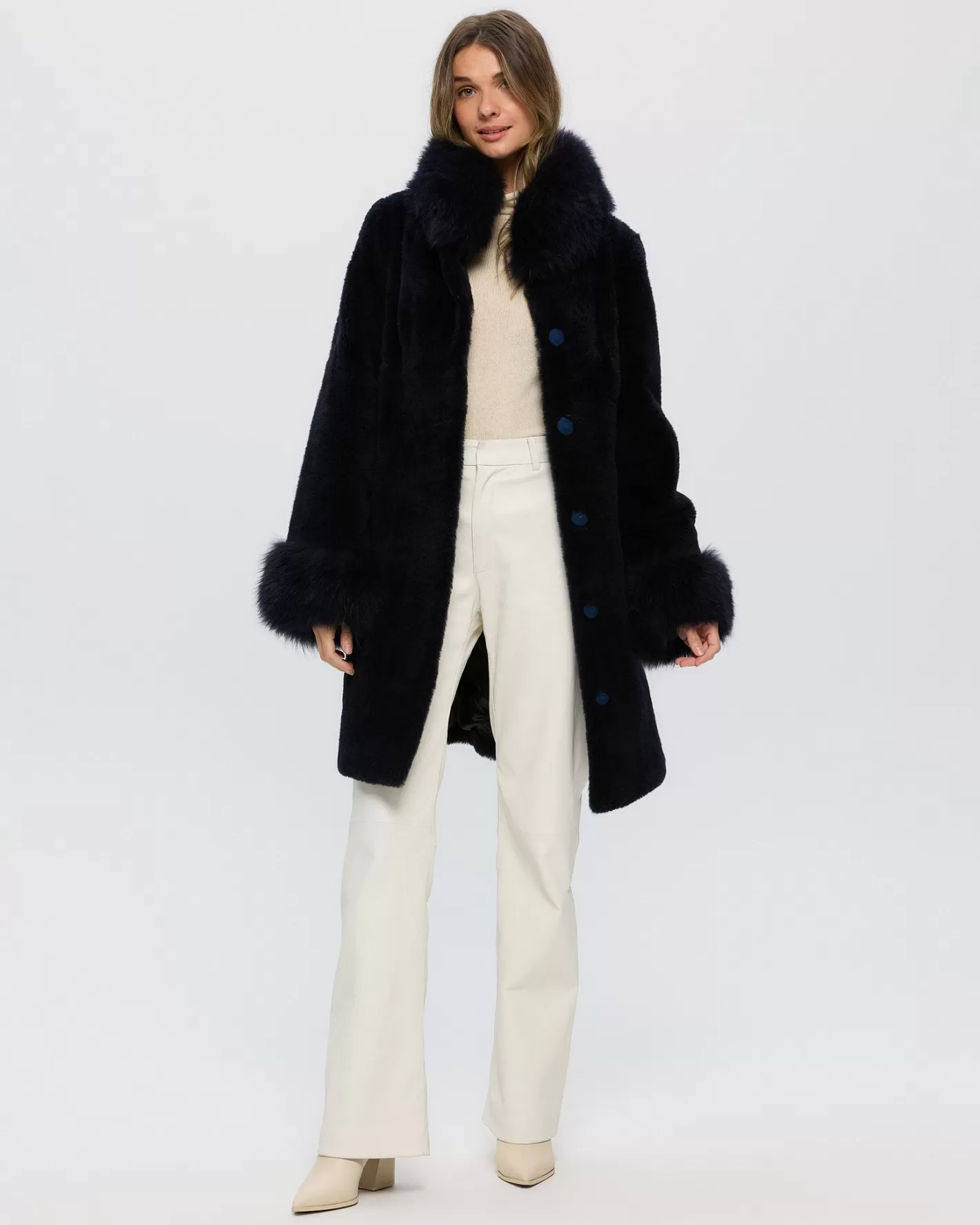 Women GORSKI Montreal Sheared Select Cashmere Goat Jacket With Select Cashmere Goat Collar & Cuffs