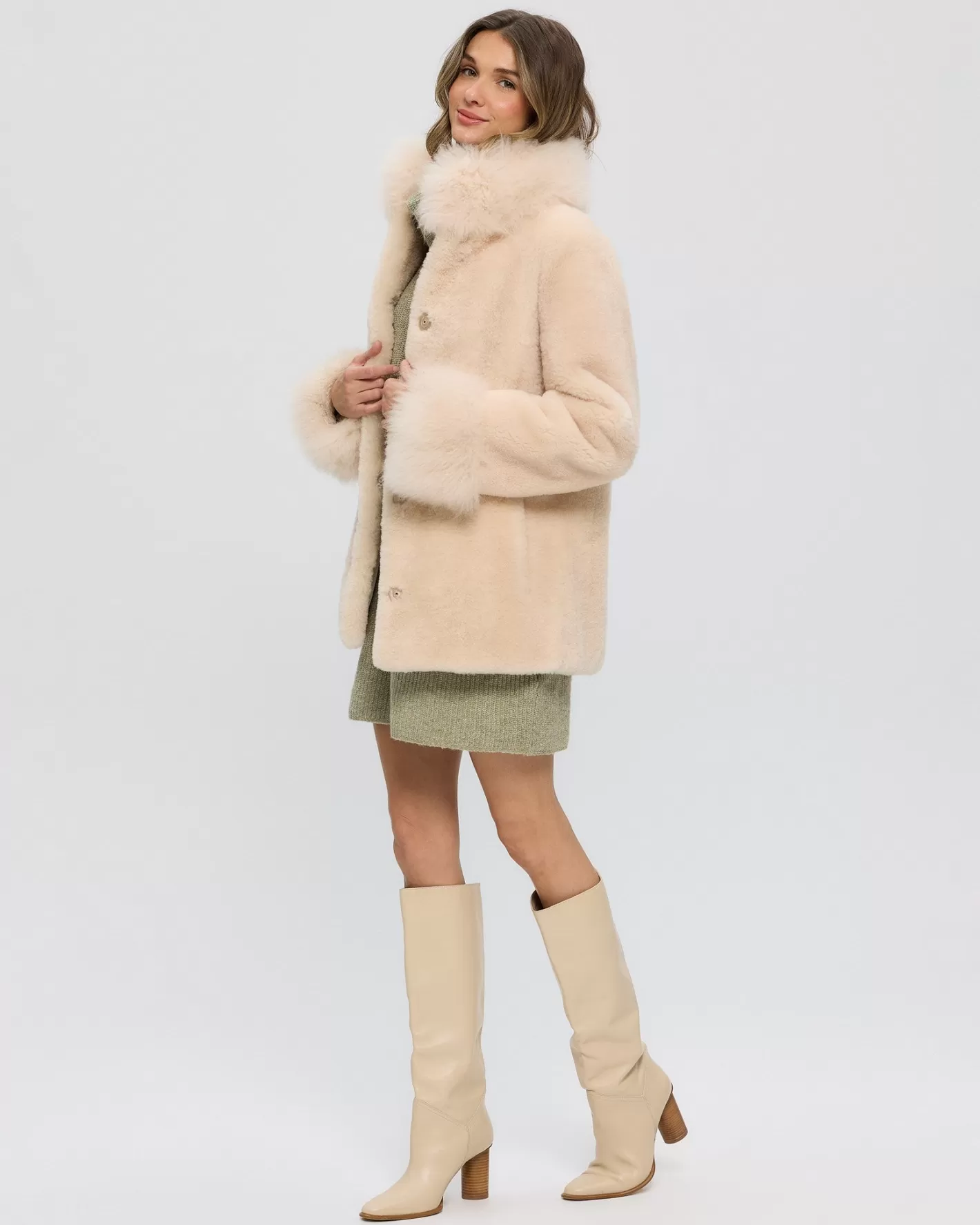 Women GORSKI Montreal Sheared Select Cashmere Goat Jacket With Select Cashmere Goat Collar And Cuffs