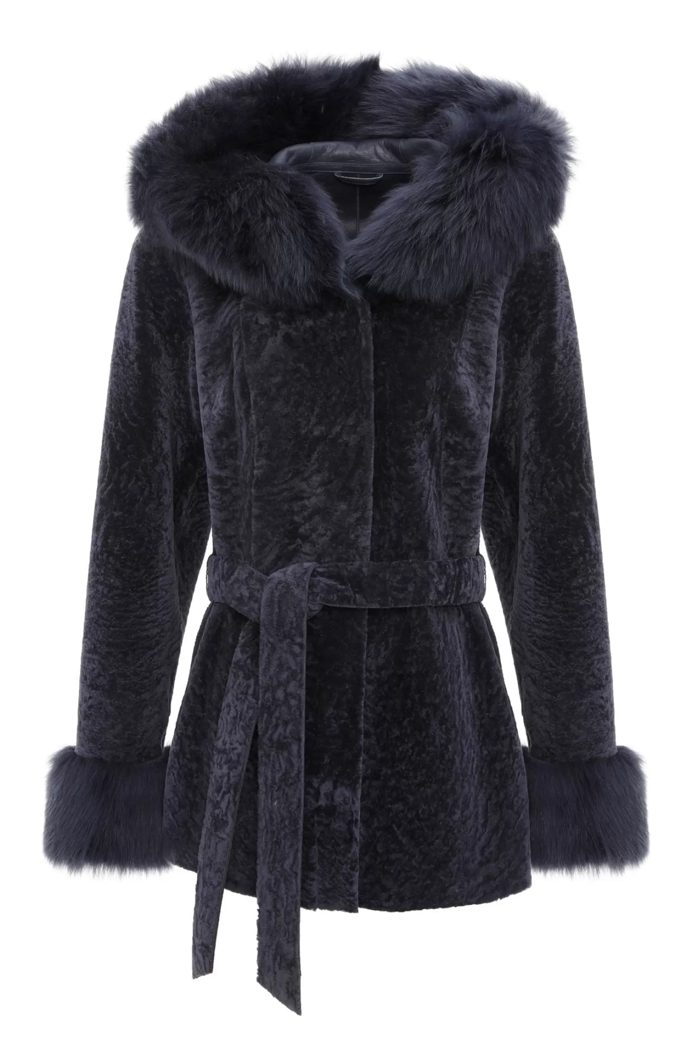 Women GORSKI Montreal Textured Shearling Lamb Reversible Parka With Merinillo Shearling Lamb Hood Trim & Cuffs, Belt