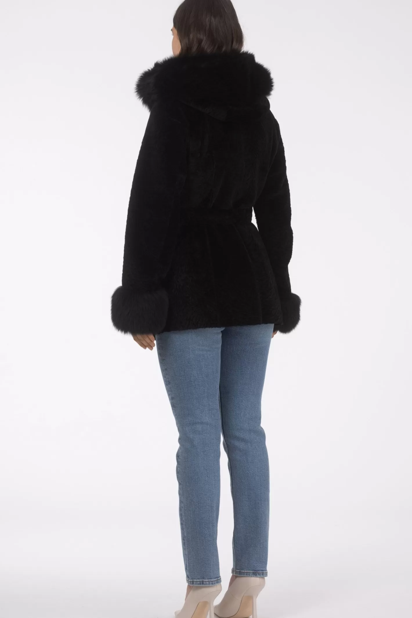 Women GORSKI Montreal Textured Shearling Lamb Reversible Parka With Merinillo Shearling Lamb Hood Trim & Cuffs, Belt