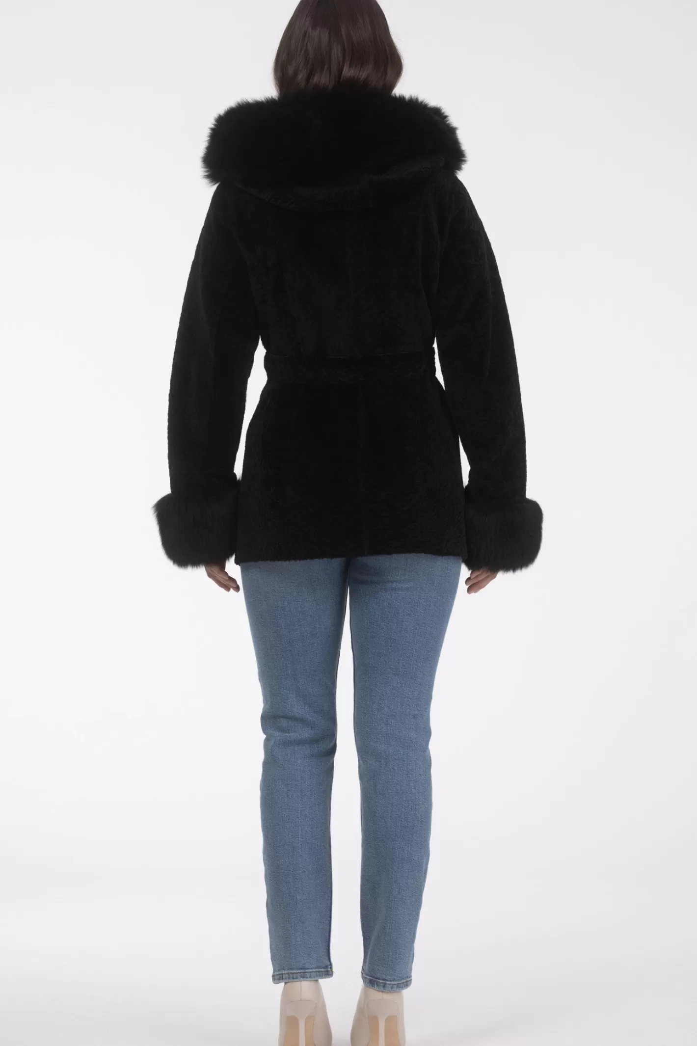 Women GORSKI Montreal Textured Shearling Lamb Reversible Parka With Merinillo Shearling Lamb Hood Trim & Cuffs, Belt
