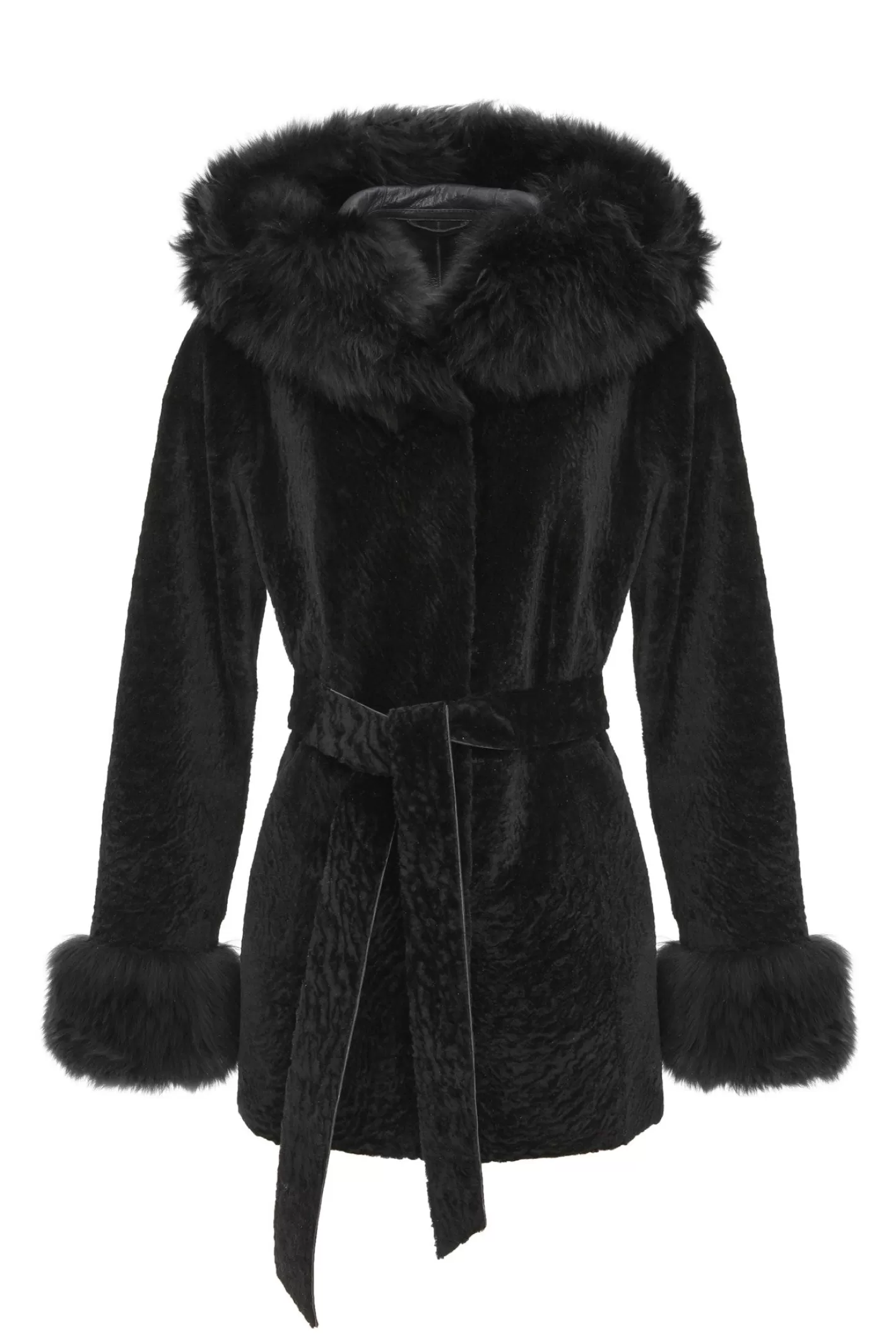 Women GORSKI Montreal Textured Shearling Lamb Reversible Parka With Merinillo Shearling Lamb Hood Trim & Cuffs, Belt