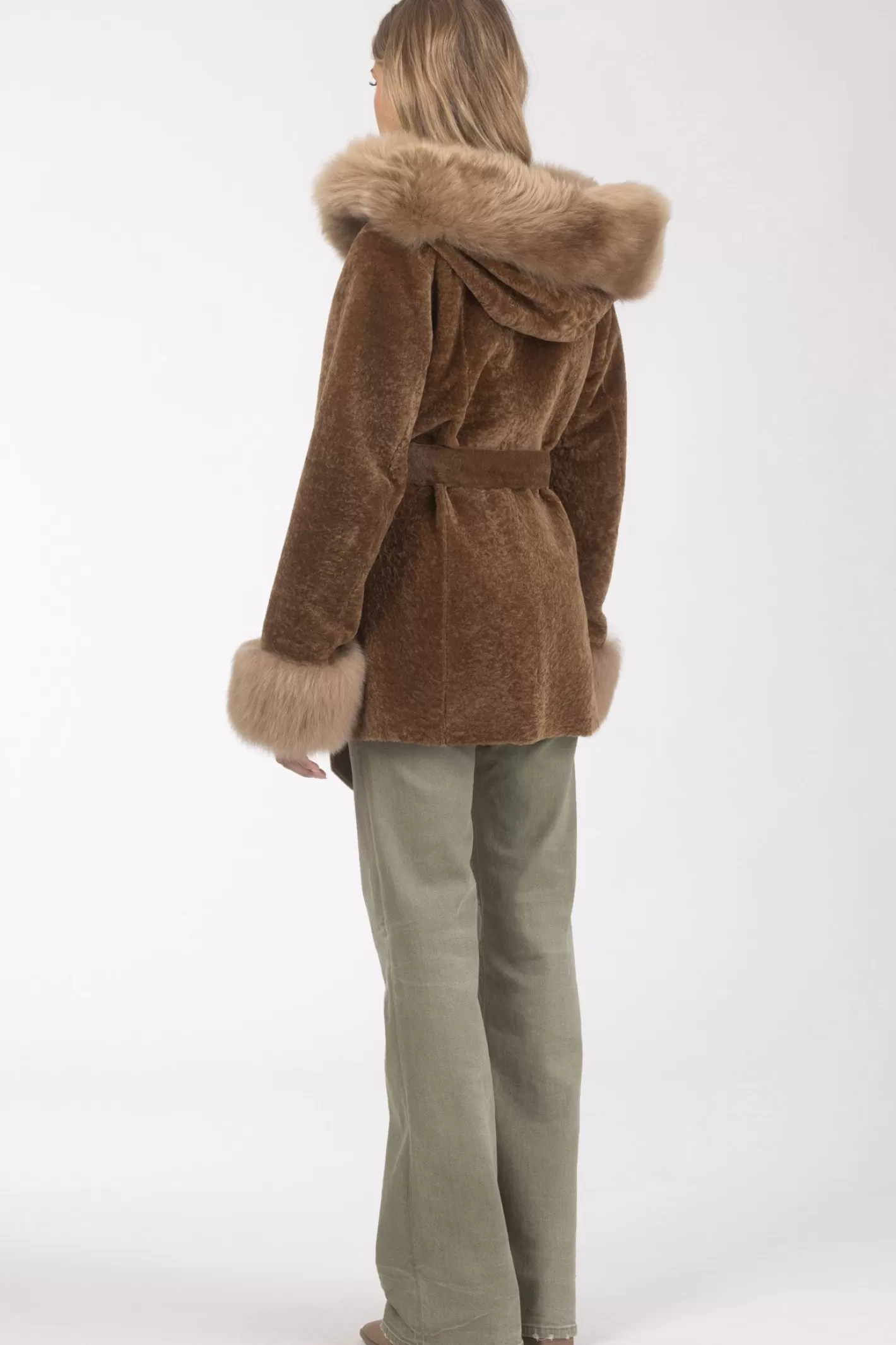Women GORSKI Montreal Textured Shearling Lamb Reversible Parka With Merinillo Shearling Lamb Hood Trim & Cuffs, Belt