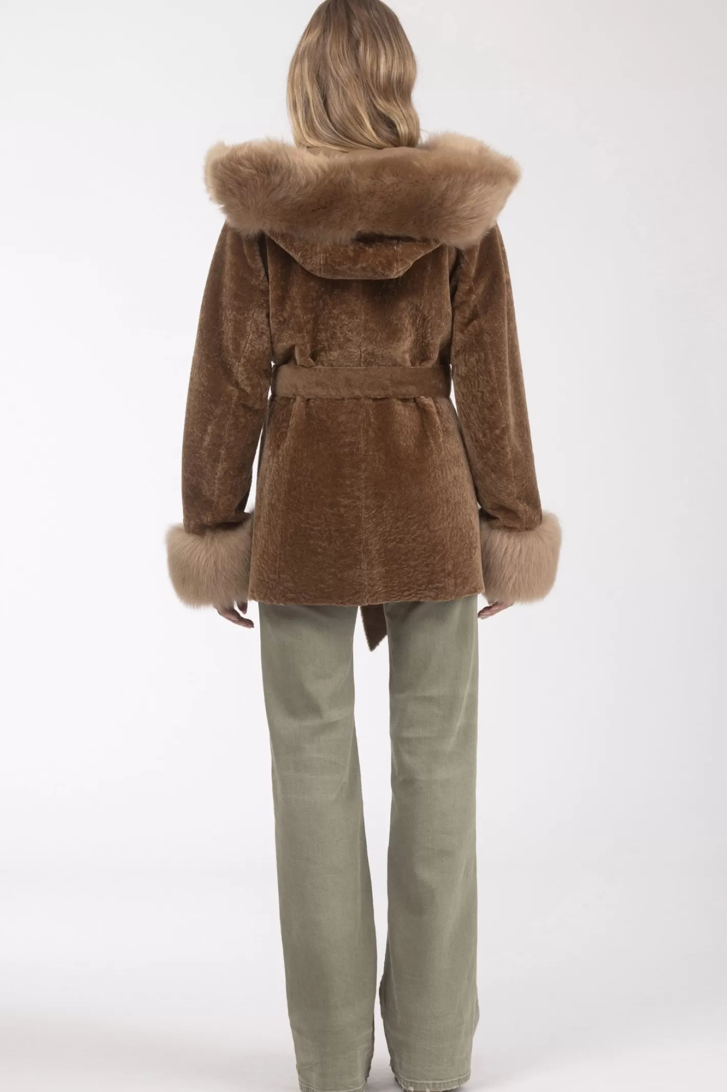 Women GORSKI Montreal Textured Shearling Lamb Reversible Parka With Merinillo Shearling Lamb Hood Trim & Cuffs, Belt