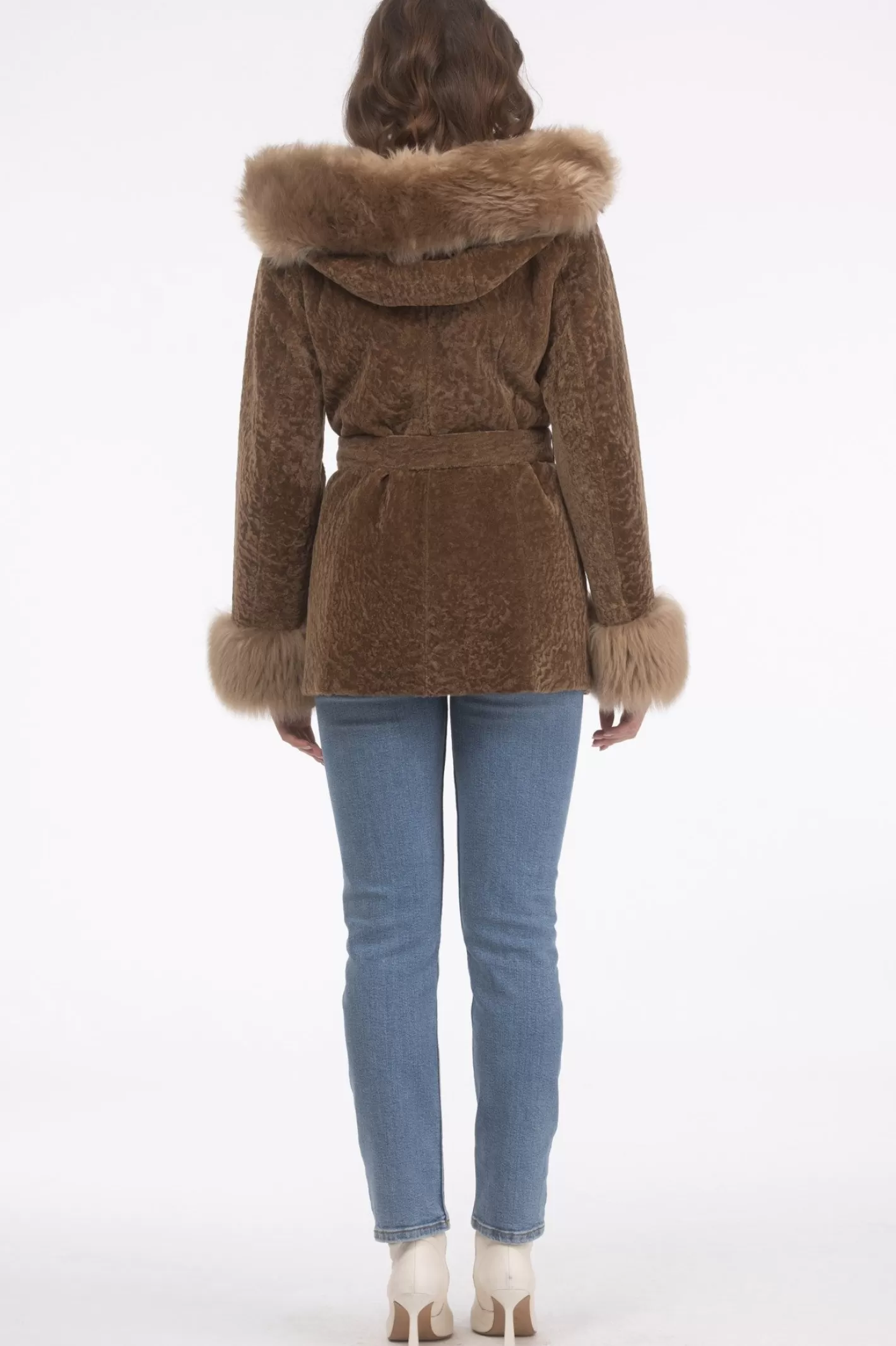 Women GORSKI Montreal Textured Shearling Lamb Reversible Parka With Merinillo Shearling Lamb Hood Trim, Tuxedo, Cuffs & Belt