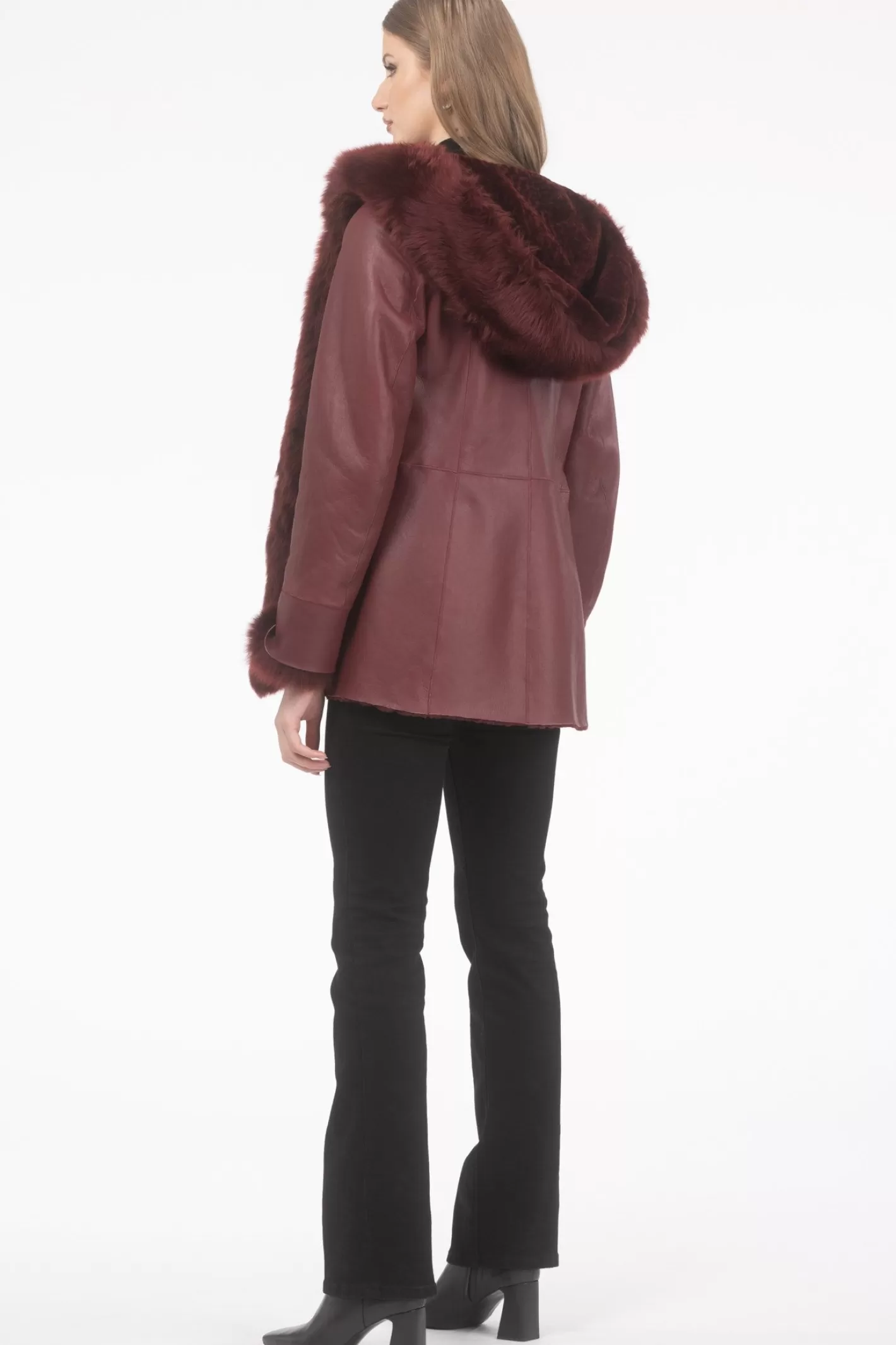 Women GORSKI Montreal Textured Shearling Lamb Reversible Parka With Merinillo Shearling Lamb Hood Trim, Tuxedo, Cuffs & Belt