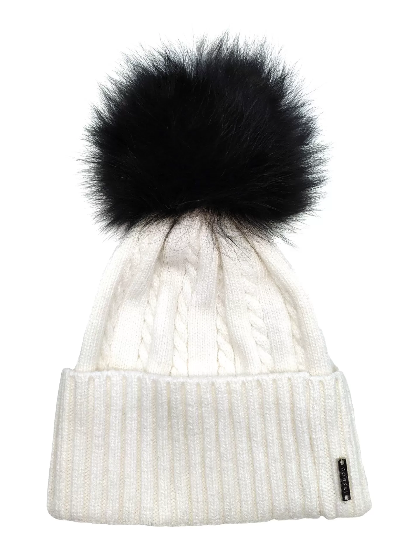 Women GORSKI Montreal Two-Tone Knit Hat With Select Lamb Pompom