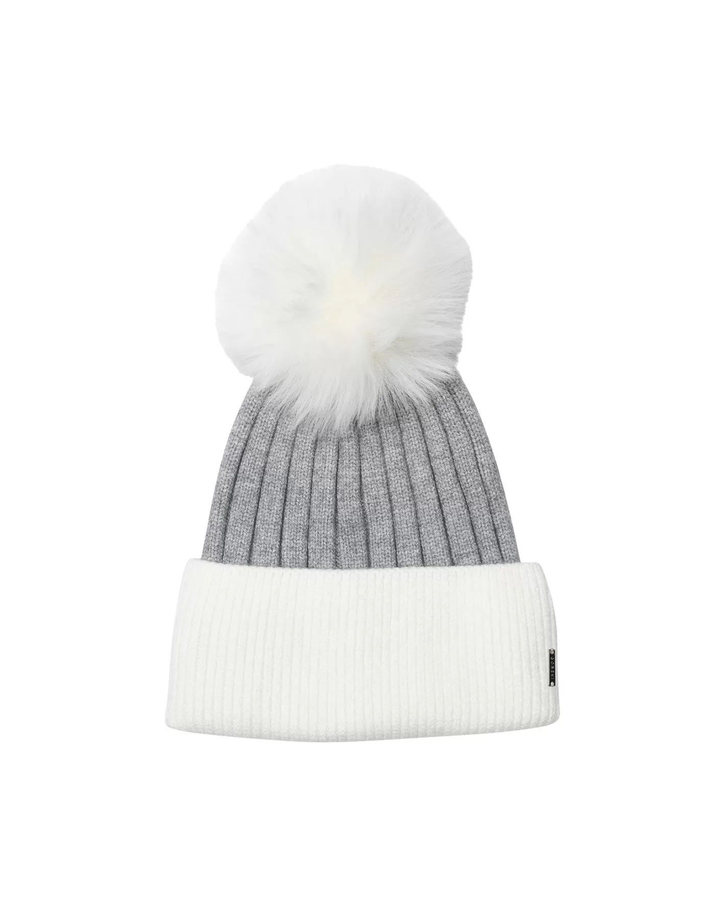 Women GORSKI Montreal Two-Tone Knit Hat With Toscana Shearling Lamb Pompom