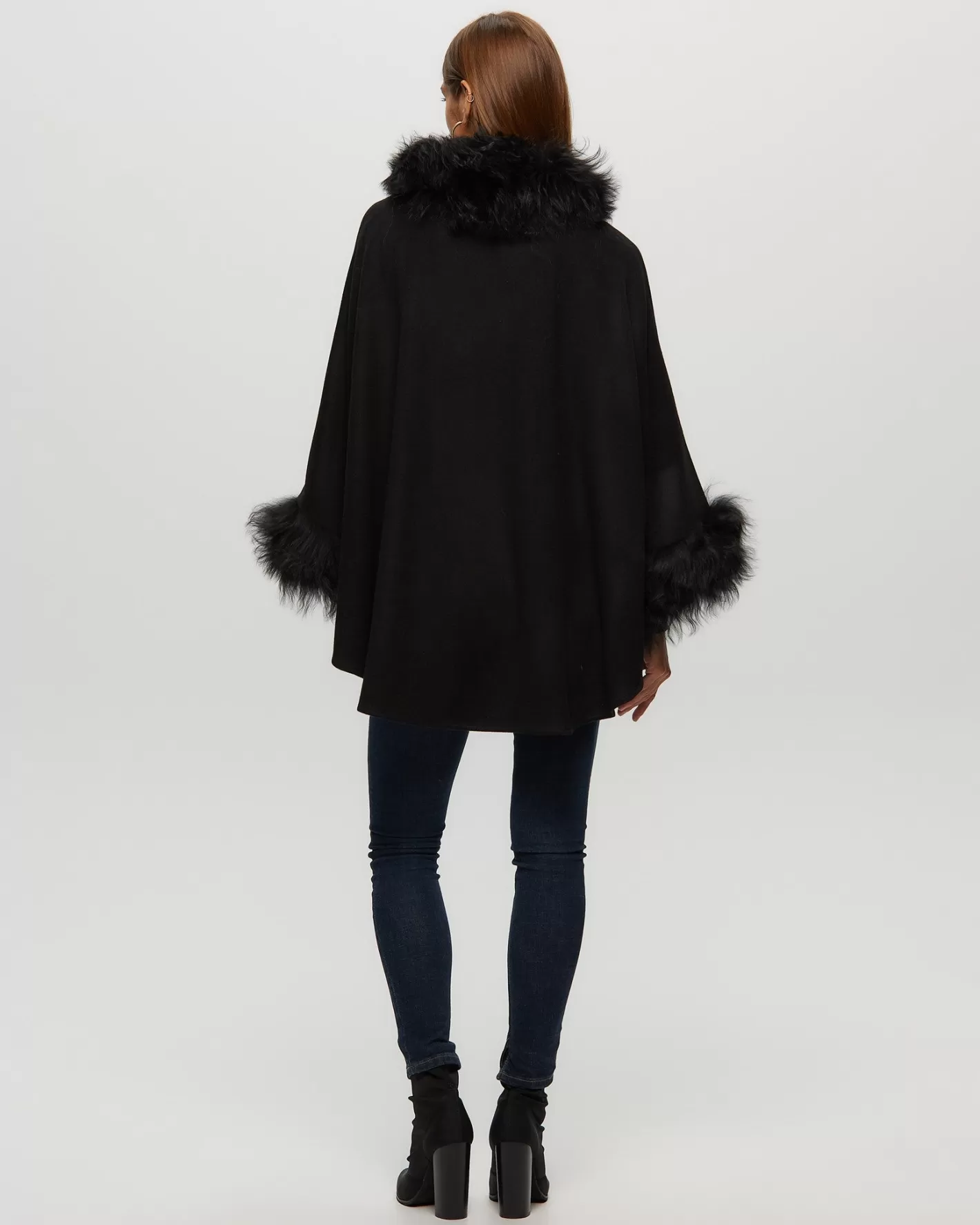 Women GORSKI Montreal Wool And Cashmere Blend Cape With Toscana Shearling Lamb Trim